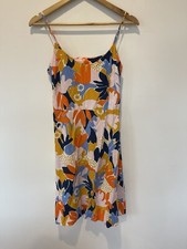 Uniqlo X Cassie Byrnes Print Sleeveless Mini Tank Dress Size S Orange Blue NEW