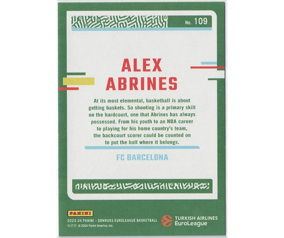 2023-24 Panini Donruss Euroleague Press Proof 097/249 #109 Alex Abrines - Image 2 of 2