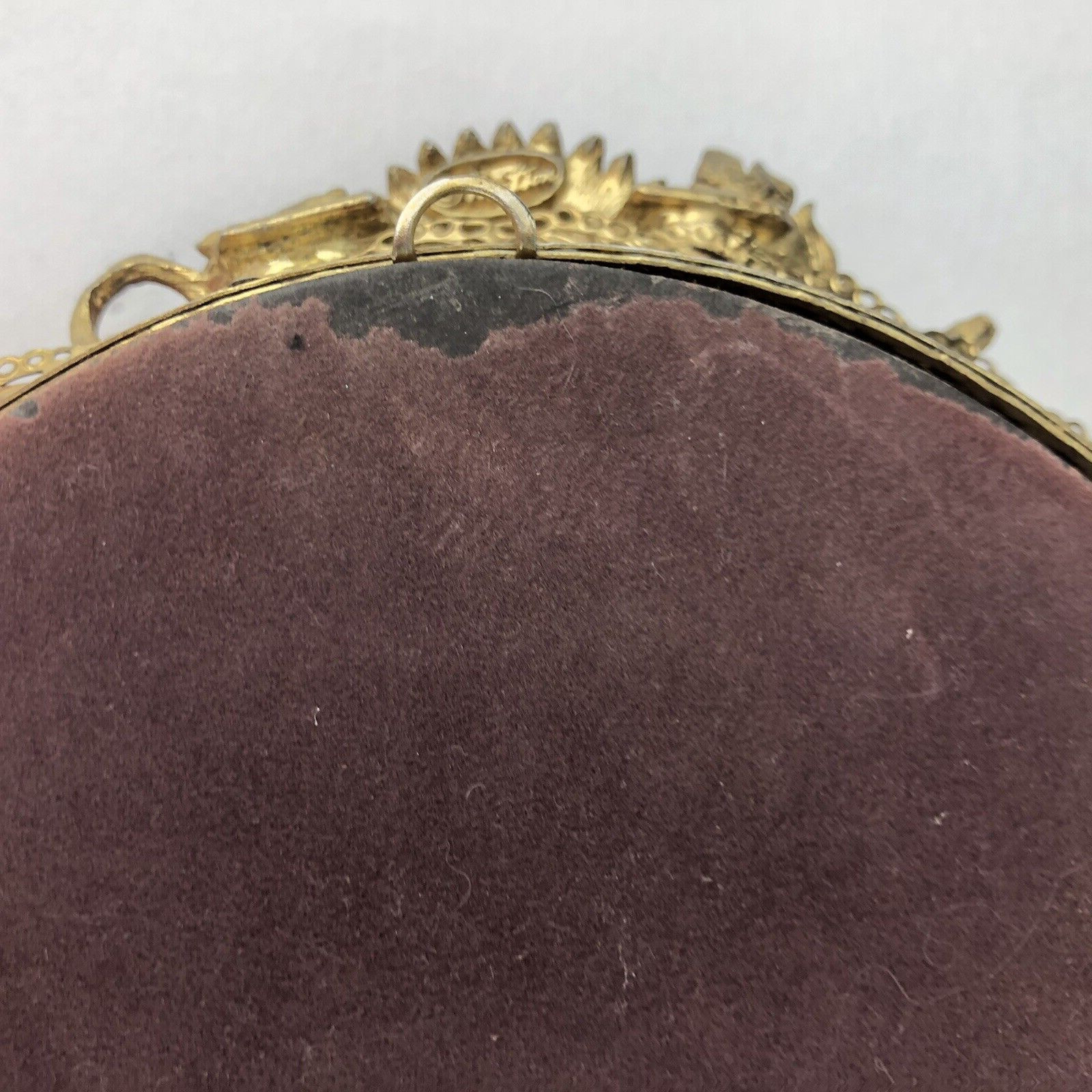 MATSON Sunflower Vanity Mirror Tray Flowers Dahlia Leaves Gold Tone Vintage