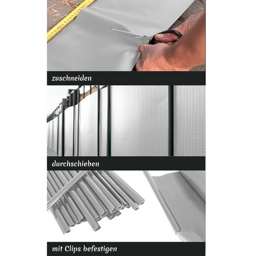 PVC Sichtschutz Streifen Privatsphäre Doppelstabmatten Zaun Folie Anthrazit Grün - Bild 50 von 58