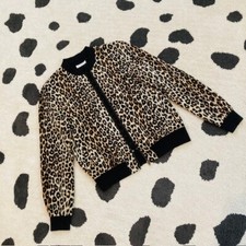 Equipment Women's Small $348 Abbot Silk Leopard Animal Print Black Bomber Jacket