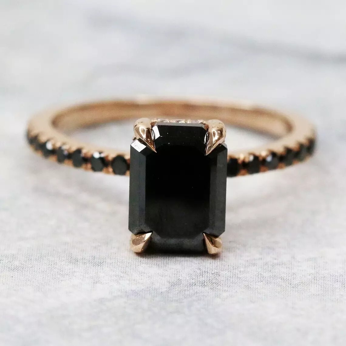 Ct Black Diamond Ring In Rose Gold Plated Great Shine AAA Certified Ideal  Gift