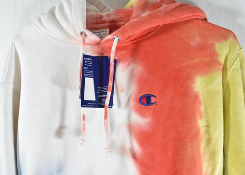 NWT Champion Reverse Weave Tie Dye Hoodie Sweatshirt Blue Yellow Red Medium M - Picture 6 of 10
