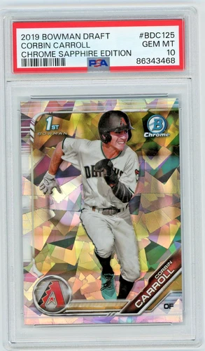 2019 Bowman Chrome Draft Sapphire #BDC125 Corbin Carroll PSA 10 Diamondbacks