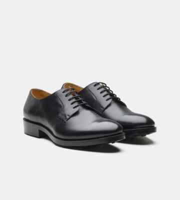 Handmade Black Leather Lace Up Men's Derby Shoes, Office Shoes, Wedding Shoes