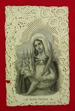 Antique SAINT PAULINA Lace Holy Card MARTYR ROME Religious Prayer Card SPANISH