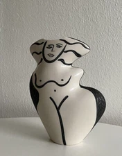 Donna Polseno Signed Studio Art Pottery Abstract NUDE Figural Vase