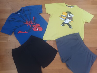 Zwei Shortys Schlafanzüge kurz Jersey Simpsons Spiderman für Boys Gr.  140