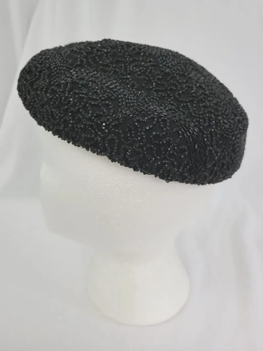 Vintage Black Beaded Calot/Beret Hat by Gage Handcraft - Picture 5 of 17