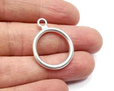 4 PCS Circle Hoop Charms Dangle Charms Antique Silver Plated jewelry Accessories