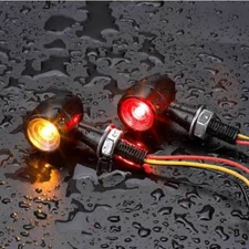 2x LED Motorcycle Mini Bullet Blinker Turn Signal Brake Light For Bobber Chopper