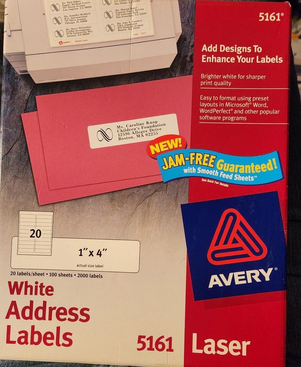 Avery 5161 Laser White Address Labels 2000 Labels 1