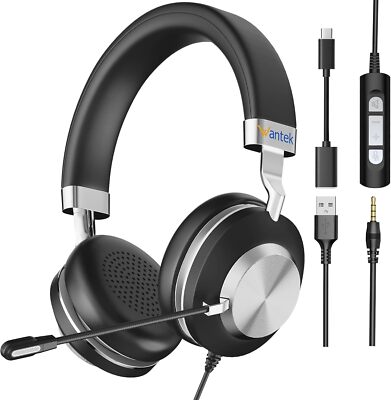 Wantek 882M Headset USB/Type-C/3.5mm with Microphone Noise Cancelling Headphone