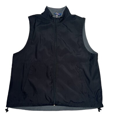 PGA Tour Men's Large Jacket Vest Full Zip Soft Shell Black Fleece Lining 