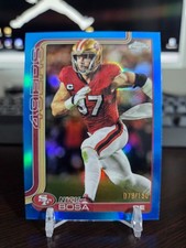 2025 Topps Chrome Football Nick Bosa /150 Blue Refractor San Francisco 49ers