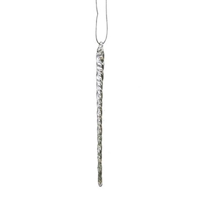 Kurt Adler Glass Icicle Christmas Ornaments 12 Piece 5.5in, Silver
