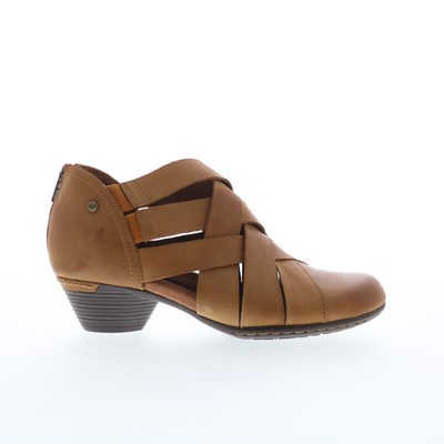 Cobb Hill Laurel Woven CI6229 Womens Brown Leather Ankle & Booties Boots