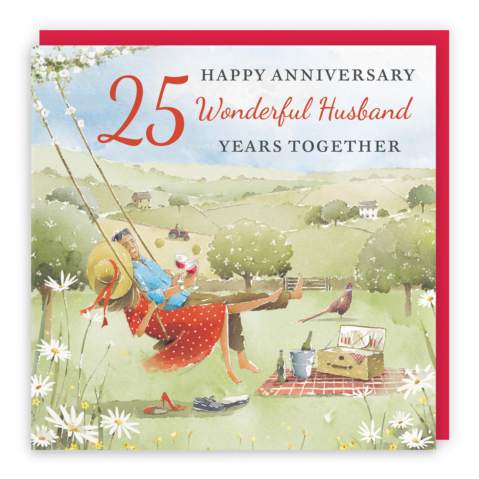 25th Husband Anniversary Card Meadow Picnic Milo's Gallery
