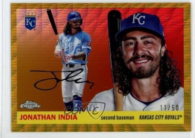 2025 Chrome Platinum Anniversary Gold Wave Refractor /50 Jonathan India 1ty1