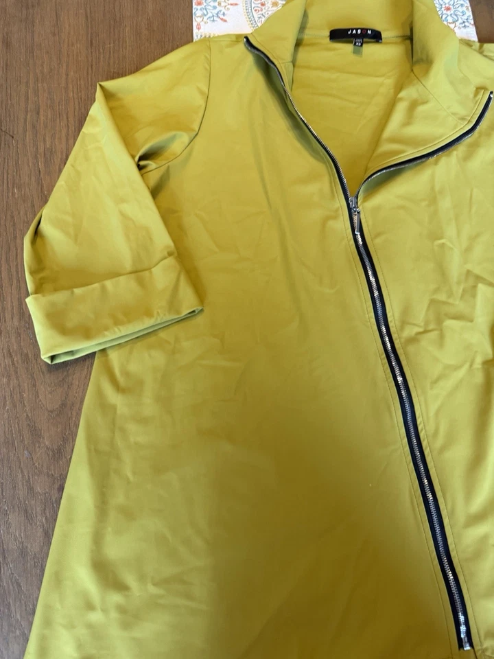 Chaqueta Jason by Comfy EE. UU. Alex TALLA XS Chartreuse Cremallera Asimétrica Lagenlook Foto 3 de 4