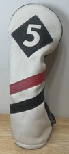 MAJEK golf 5 Fairway Wood Leather Head Cover White Red Black
