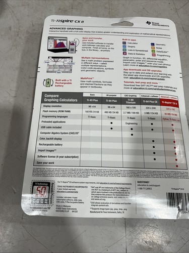 Texas Instruments TI-Nspire CX II Advanced Graphing Calculator Plus Software New - Picture 6 of 6