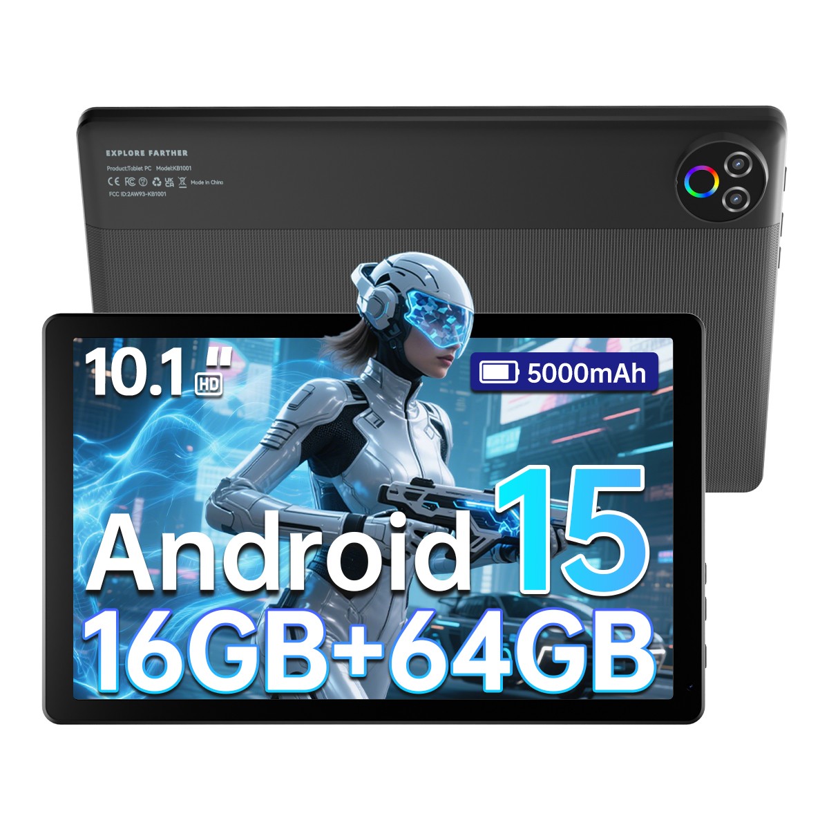 Tablet 10.1 inch 20GB ROM 64GB RAM WIFI Android 15 Face ID Unlock