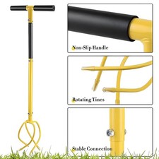 38" Manual Hand Twist Metal Garden Cultivator Tiller Garden Soil Compost Aerator