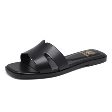 's Flat Sandals Dressy Comfortable Slide Sandals Fashion Square Open Toe Slip...