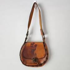 Vintage Brown Tooled Leather Saddle Bag Shoulder Boho Festival Western Cowgirl