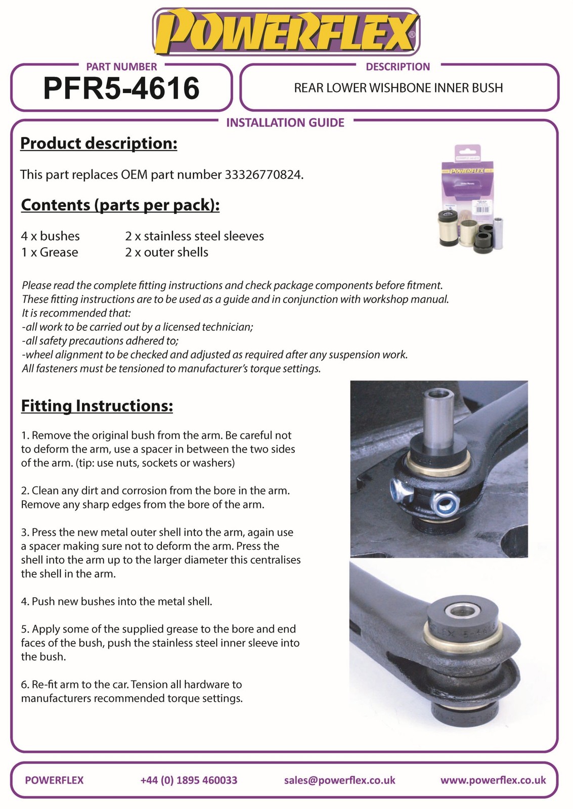 PFR5-4616 Powerflex Road Rear Lower Wishbone Inner Bushes