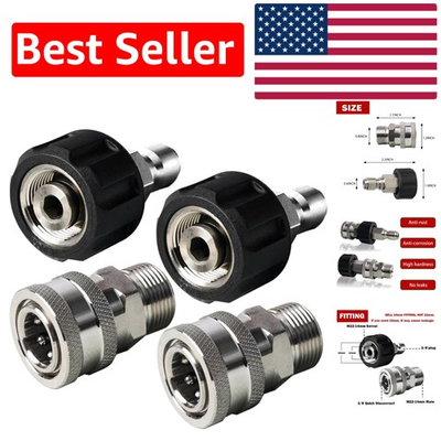 #ad Durable M22 Quick Disconnect Kit Stainless Steel Pressure Washer Connectors $33.99
