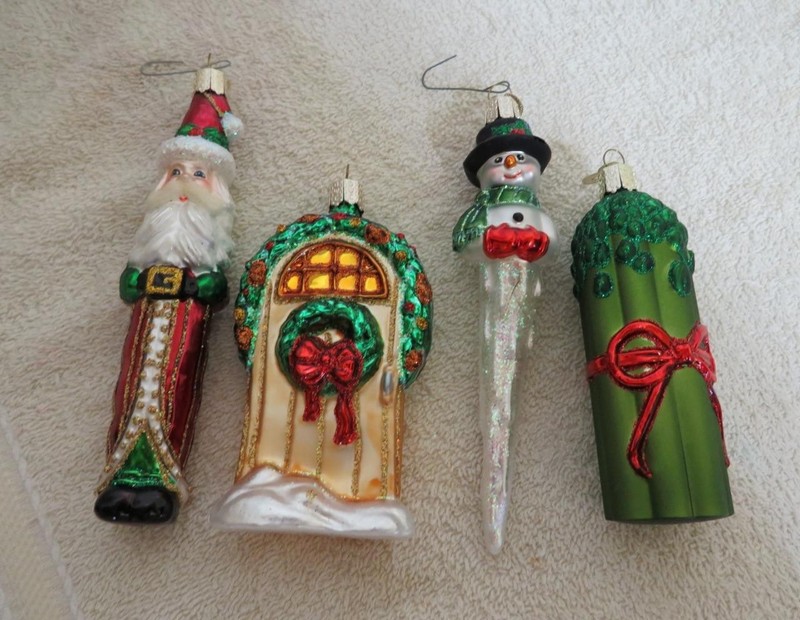 4 pc. Old World Christmas Blown Glass Ornaments Santa Snowman etc. Lot
