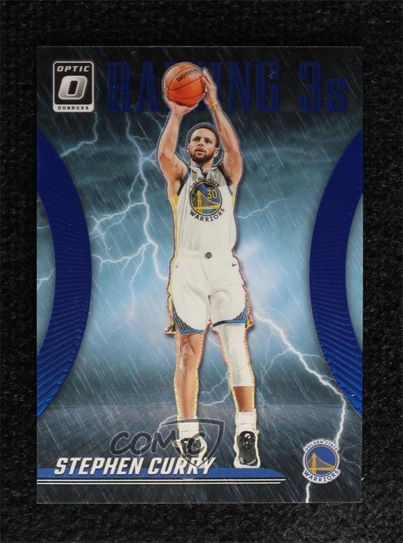 2023-24 Panini Donruss Optic Raining 3s Blue Prizm 10/49 Stephen Curry #9