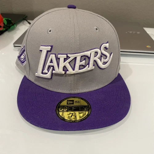 LOS ANGELES LAKERS NBA NEW ERA 59FIFTY PURP/gray CITY EDITION FITTED HAT/CAP NWT