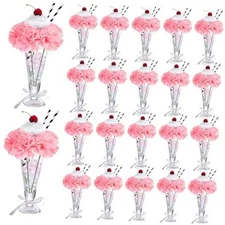  20 Sets Pink Carnations Artificial Flowers, 50's Theme Party Decorations 190