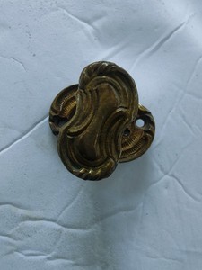 art nouveau Style Mixed Metal Cabinet knob with Spindle and Backplate