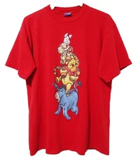 L/XL Vtg 90s Y2K Pooh and Friends Distressed Skate Punk Acid House Rave T-Shirt