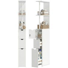 HOMCOM Tall Bathroom Storage Cabinet with Shelf and Drawers, White