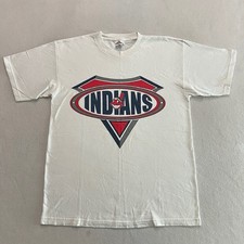 Vintage 90s Cleveland Indians Chief Wahoo Shirt Alstyle White Tee Large 21.5x30 