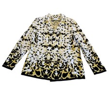 Vintage Stizzoli Blazer Jacket Knit Shoulder Pads Italy Animal Print Est Sz Med