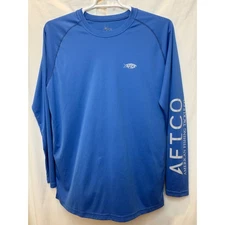 AFTCO Mens Long Sleeve American Fishing Tackle Blue Performance Shirt size Large