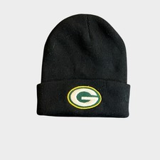 Green Bay Packers Black Beanie Hat Logo One Size Fits All NFL