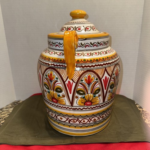 Vintage Toledo Spanien Keramik Handarbeit Keksdose handbemalt floral signiert Jose A - Bild 4 von 10