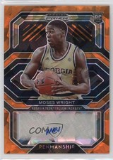 2021-22 Prizm Draft Picks College Penmanship Orange Ice Moses Wright Auto 1b1g