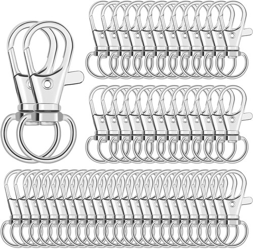 Keychain Hook Clip, 50Pcs Swivel Snap Lobster Claw Clasp Small Silver