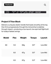 NEW Project X Titan Driver Shaft 60g 6.5 Extr...