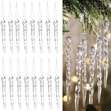 Christmas Tree Clear Icicle Ornaments Decoration Xmas Home Decor Set Of 36