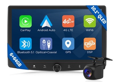 Android Autoradio 10,1 Zoll QLED Doppel DIN Navigation Apple CarPlay 4G Qualcomm