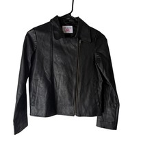 The Childrens Place Black Faux Leather Moto Jacket Kids Size 10 12